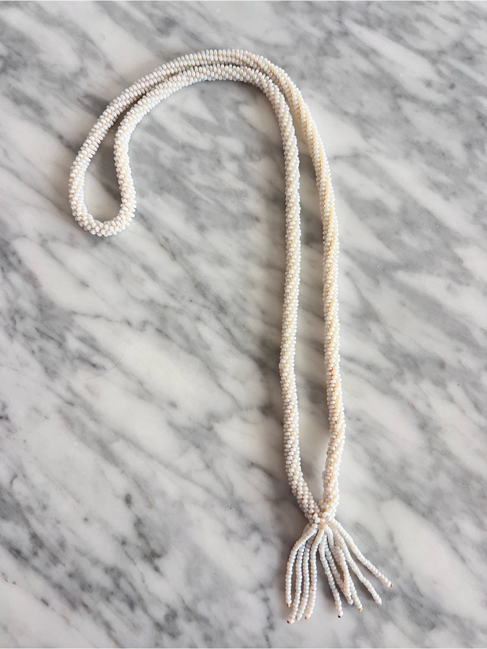 Vintage Cream Seed Bead Necklace